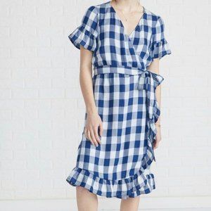 Amour Vert Gina Blue Check Midi Wrap Dress Size L/12